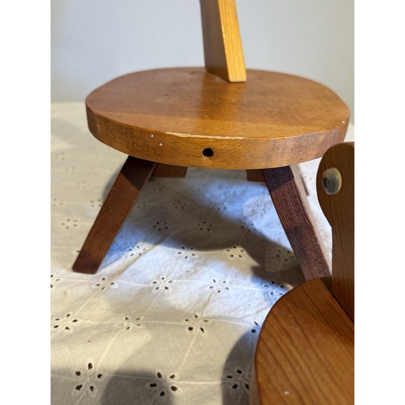Vintage Wooden Turtle Stools Set of 2 | Handcrafted Folk Art Wood Animal